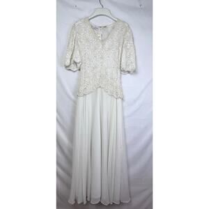 NWT Laurence Kazar Women's Small White Beaded Formal Wedding Ball Gown